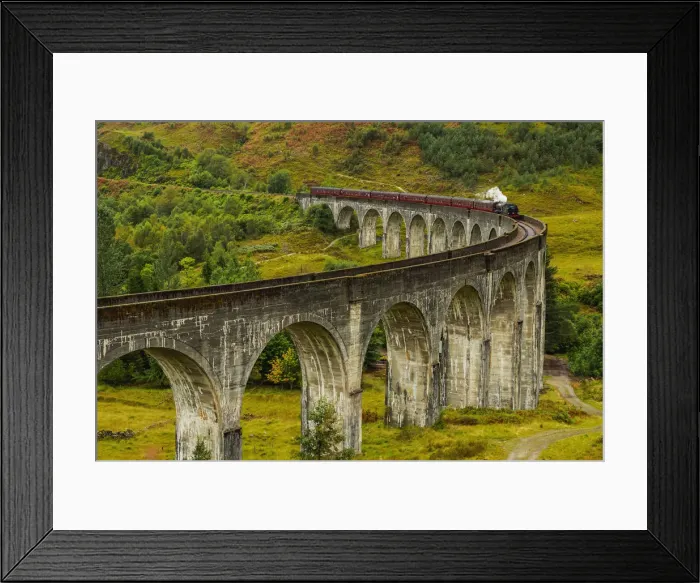 Framed Print : UK, Scotland, Highlands, Jacobite Steam Train crossing the Glenfinnan Viaduct Framed Print : UK, Scotland, Highlands, Jacobite Steam Train crossing the Glenfinnan Viaduct