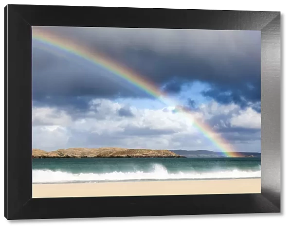 Rainbow above Traigh Na Beirigh (Reef Beach), Isle of Lewis, Outer Hebrides, Scotland