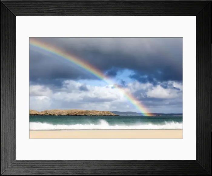 Framed Print : Rainbow above Traigh Na Beirigh (Reef Beach), Isle of Lewis, Outer Hebrides, Scotland Framed Print : Rainbow above Traigh Na Beirigh (Reef Beach), Isle of Lewis, Outer Hebrides, Scotland