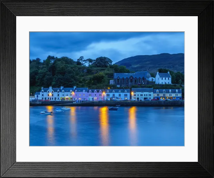 Framed Print : UK, Scotland, Highlands, Isle of Skye, Twilight view of Portree