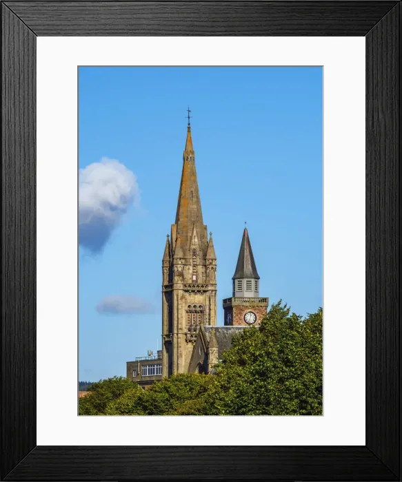 Framed Print : UK, Scotland, Inverness, View towards the towers of the Free North and Old High Churches