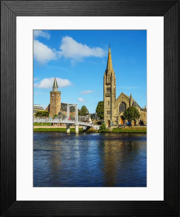 Framed Print : UK, Scotland, Inverness, View of the Greig St Bridge and the Free North and the Old Framed Print : UK, Scotland, Inverness, View of the Greig St Bridge and the Free North and the Old
