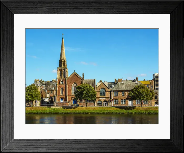 Framed Print : UK, Scotland, Inverness, View of the River Ness and the St Columbas Church Framed Print : UK, Scotland, Inverness, View of the River Ness and the St Columbas Church