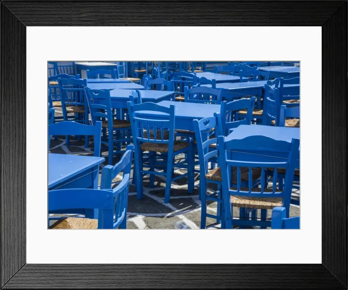 Framed Print : Cafe in Naousa, Paros, Cyclade Islands, Greece Framed Print : Cafe in Naousa, Paros, Cyclade Islands, Greece