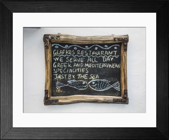Framed Print : Restaurant sign, Naousa, Paros, Cyclade Islands, Greece Framed Print : Restaurant sign, Naousa, Paros, Cyclade Islands, Greece