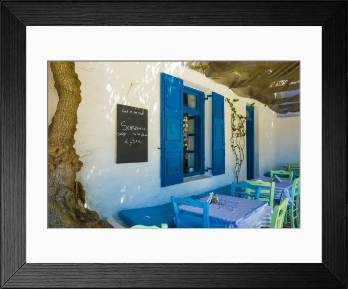 Framed Print : Restaurant in Parikia, Paros, Cyclade Islands, Greece Framed Print : Restaurant in Parikia, Paros, Cyclade Islands, Greece