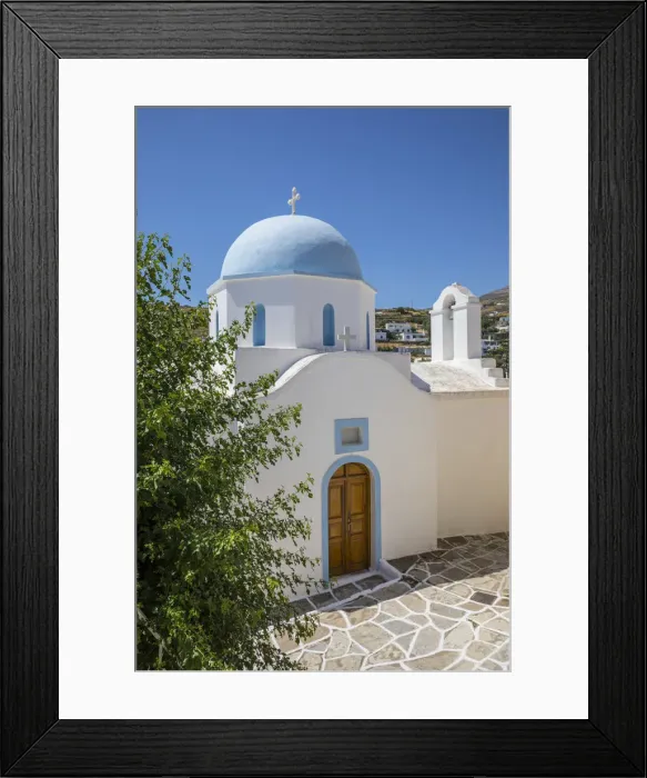 Framed Print : Greek Orthodox chapel, Lefkes Village, Paros, Cyclade Islands, Greece