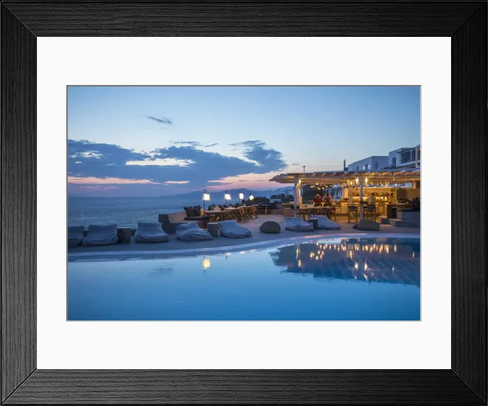 Framed Print : Swimming pool at the Boheme hotel in Mykonos Town, Mykonos, Cyclade Islands, Greece