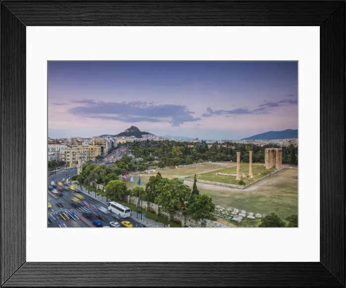 Framed Print : Greece, Attica, Athens, View of The Temple Of Zeus and Hadrians Arch with Lykavittos Framed Print : Greece, Attica, Athens, View of The Temple Of Zeus and Hadrians Arch with Lykavittos