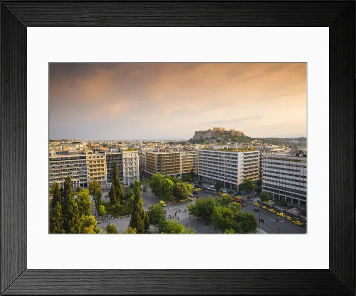 Framed Print : Greece, Attica, Athens, View of Plateia Syntagma - Syntagma Square and The Acropolis Framed Print : Greece, Attica, Athens, View of Plateia Syntagma - Syntagma Square and The Acropolis