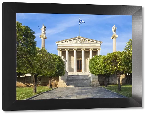 Greece, Attica, Athens, Academy of Arts, Statues of Athena and Apollo