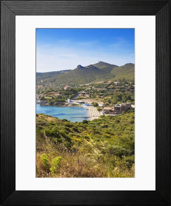 Framed Print : Greece, Attica, Cape Sounion, Sounio bay and The Aegeon Beach Hotel Framed Print : Greece, Attica, Cape Sounion, Sounio bay and The Aegeon Beach Hotel