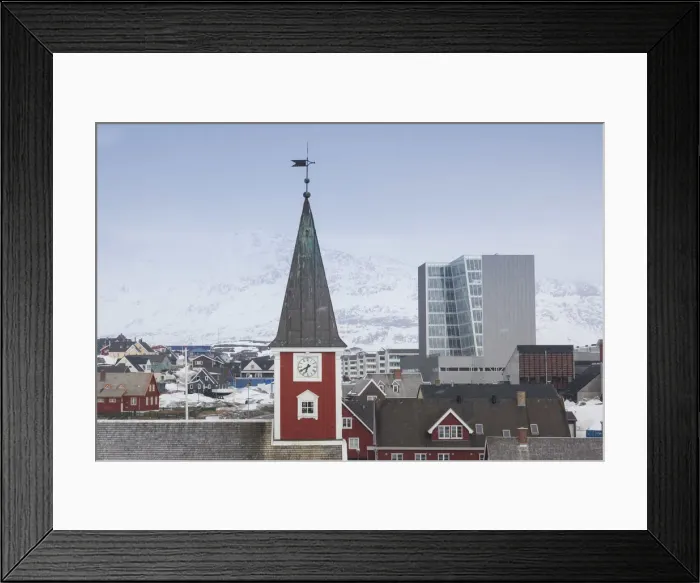 Framed Print : Greenland, Nuuk, Frelsers Kirche church and skyline Framed Print : Greenland, Nuuk, Frelsers Kirche church and skyline