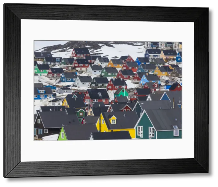 Framed Print : Greenland, Nuuk, Kolonihavn area, residential houses Framed Print : Greenland, Nuuk, Kolonihavn area, residential houses