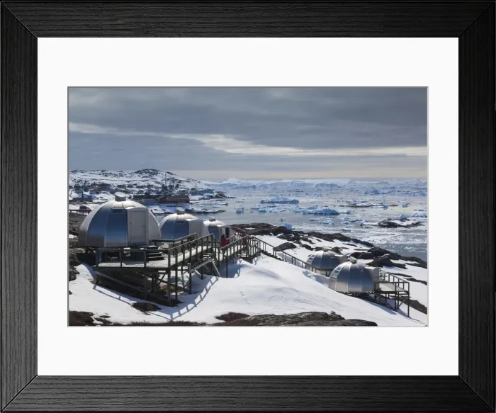 Framed Print : Greenland, Disko Bay, Ilulissat, waterfront igloo houses Framed Print : Greenland, Disko Bay, Ilulissat, waterfront igloo houses