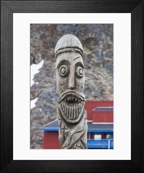 Framed Print : Greenland, Qaqortoq, town totem pole Framed Print : Greenland, Qaqortoq, town totem pole
