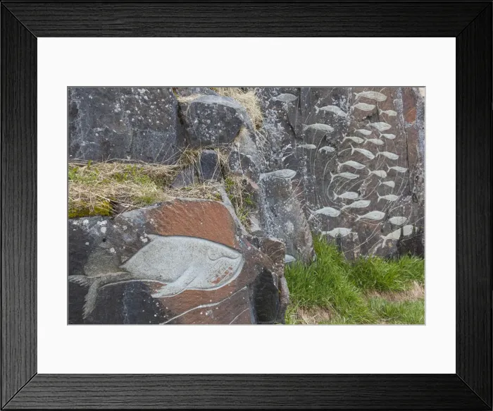 Framed Print : Greenland, Qaqortoq, Stone and Man outdoor sculpture project, They Came, by Aka Hough