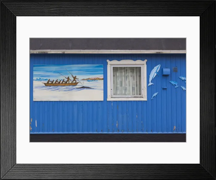 Framed Print : Greenland, Qaqortoq, mural of seal hunt Framed Print : Greenland, Qaqortoq, mural of seal hunt