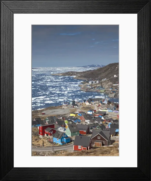 Framed Print : Greenland, Qaqortoq, elevated town view Framed Print : Greenland, Qaqortoq, elevated town view