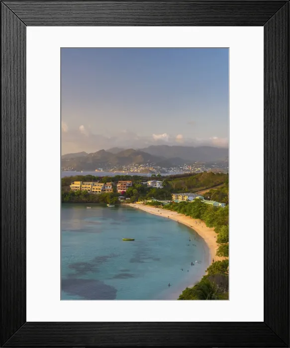 Framed Print : Caribbean, Grenada, Morne Rouge Beach, Grand Anse Bay beyond Framed Print : Caribbean, Grenada, Morne Rouge Beach, Grand Anse Bay beyond