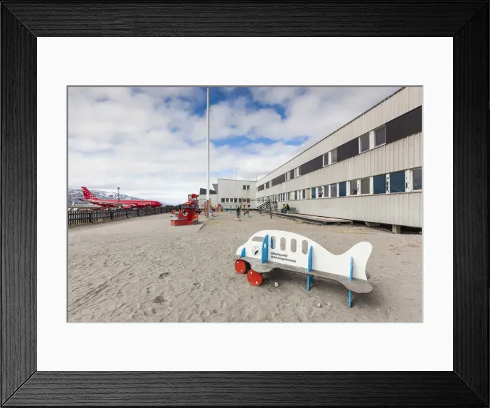 Framed Print : Greenland, Kangerlussuaq, Greenlands Main international airport, playground