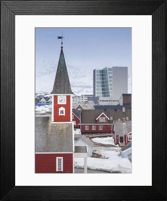 Framed Print : Greenland, Nuuk, Frelsers Kirche church and skyline Framed Print : Greenland, Nuuk, Frelsers Kirche church and skyline