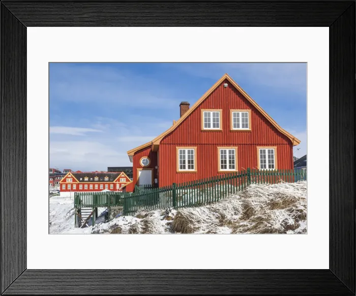 Framed Print : Greenland, Nuuk, Kolonihavn area, residential houses Framed Print : Greenland, Nuuk, Kolonihavn area, residential houses