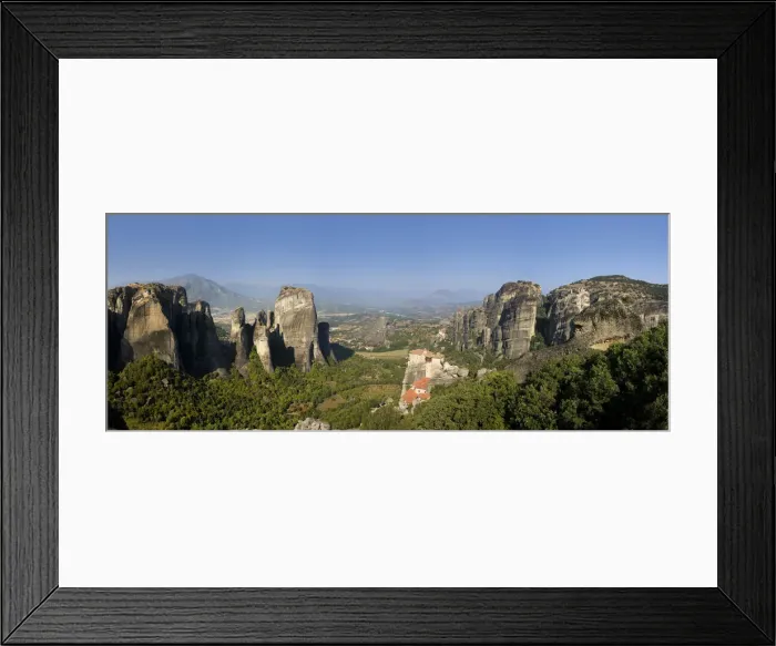 Framed Print : Greece, Thessaly, Meteora, Panoramic view of Meteora and Holy Monastery of Rousanou Framed Print : Greece, Thessaly, Meteora, Panoramic view of Meteora and Holy Monastery of Rousanou