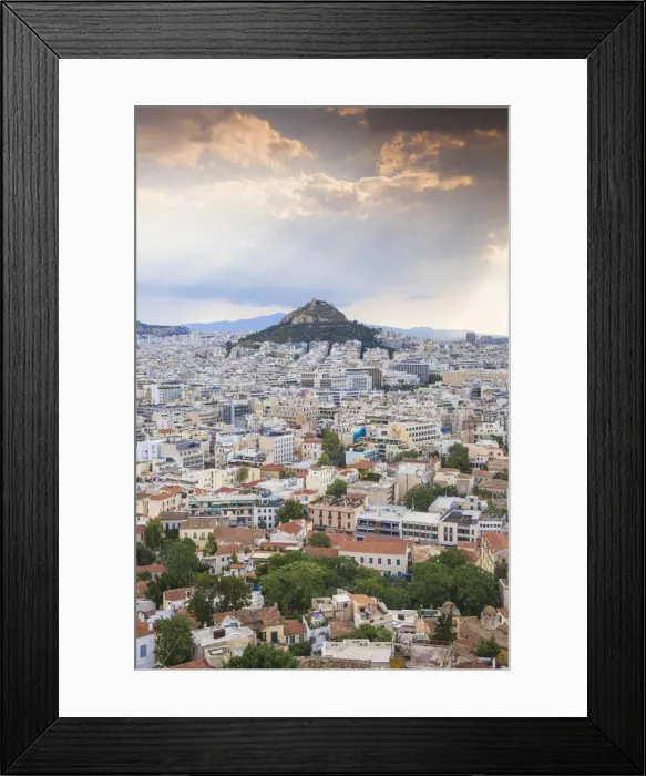 Framed Print : Greece, Attica, Athens, View of Central Athens - Plaka towards Lykavittos Hill Framed Print : Greece, Attica, Athens, View of Central Athens - Plaka towards Lykavittos Hill