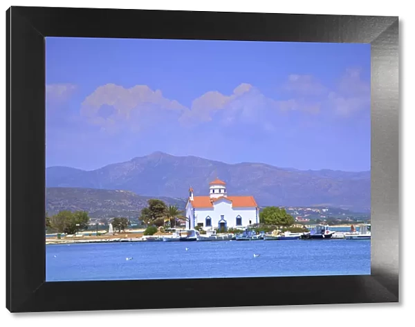 The Harbour and Agios Spyridon Church, Elafonisos Island, Laconia, The Peloponnese