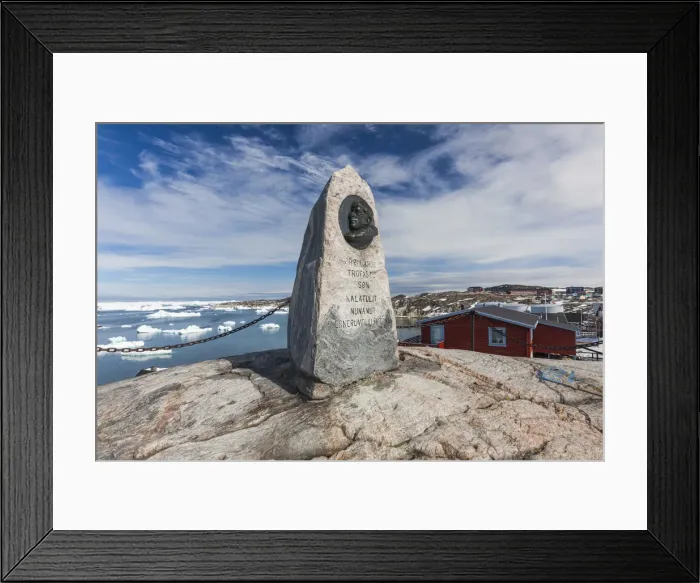 Framed Print : Greenland, Disko Bay, Ilulissat, Knud Rasmussen Memorial Framed Print : Greenland, Disko Bay, Ilulissat, Knud Rasmussen Memorial