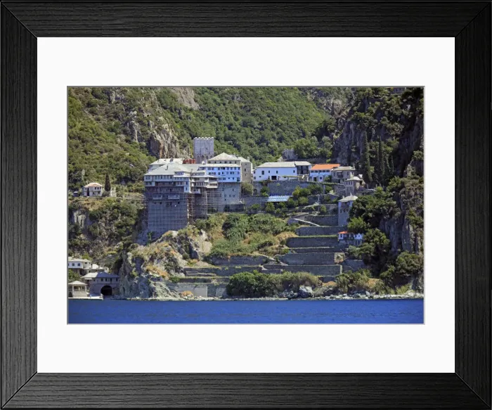 Framed Print : Dionissiou monastery, Athos Peninsula, Mount Athos, Chalkidiki, Greece