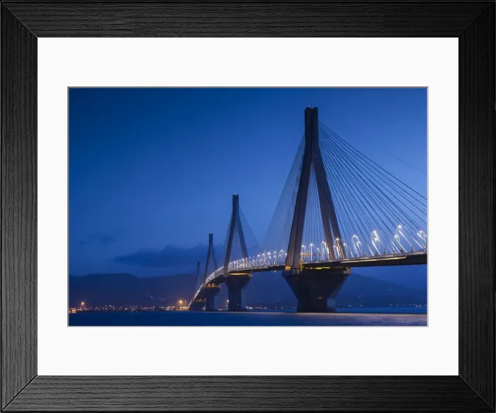 Framed Print : Greece, Peloponese Region, Gulf of Corinth, Patra-area, Rio Antirio Bridge