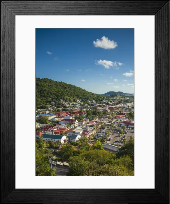 Framed Print : French West Indies, St-Martin, Marigot from Fort Louis