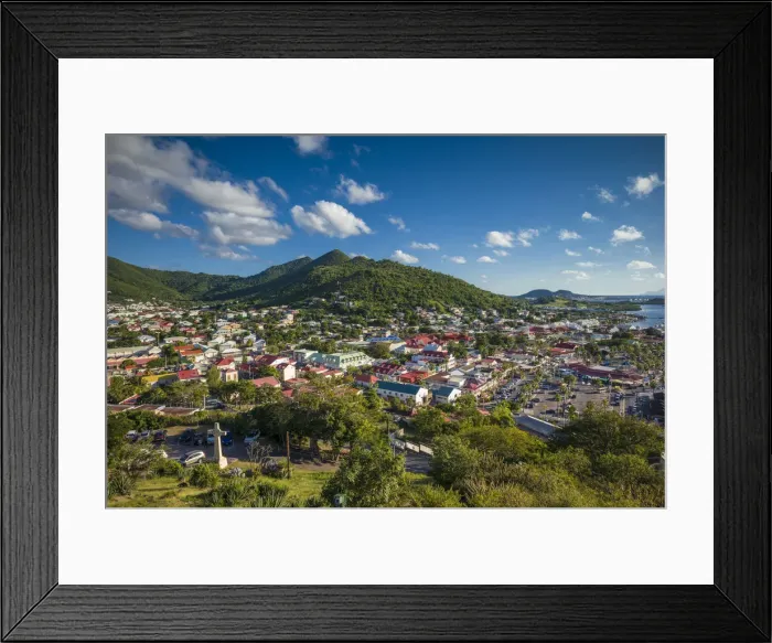 Framed Print : French West Indies, St-Martin, Marigot from Fort Louis Framed Print : French West Indies, St-Martin, Marigot from Fort Louis