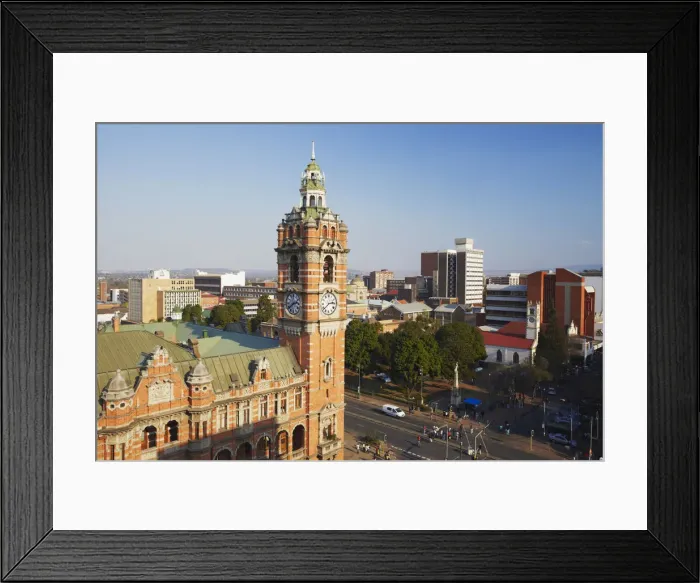 Framed Print : View of City Hall and downtown Pietermaritzburg, KwaZulu-Natal, South Africa