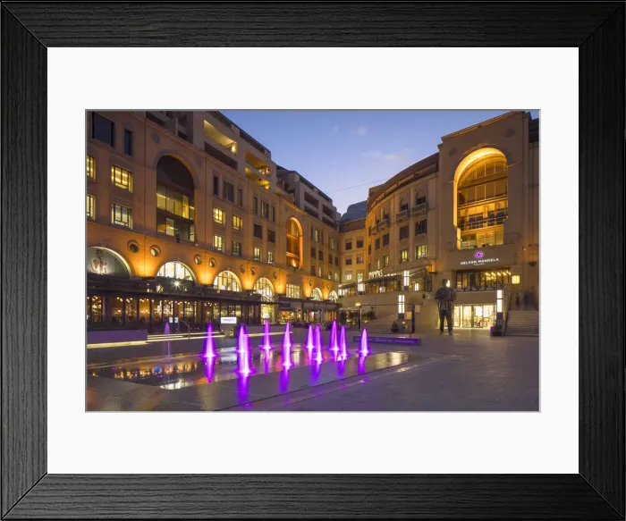 Framed Print : Nelson Mandela Square at dusk, Sandton, Johannesburg, Gauteng, South Africa Framed Print : Nelson Mandela Square at dusk, Sandton, Johannesburg, Gauteng, South Africa