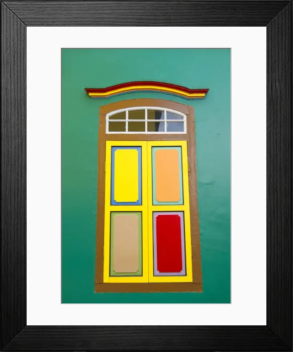 Framed Print : Colourful shutters of villa in Little India, Singapore Framed Print : Colourful shutters of villa in Little India, Singapore