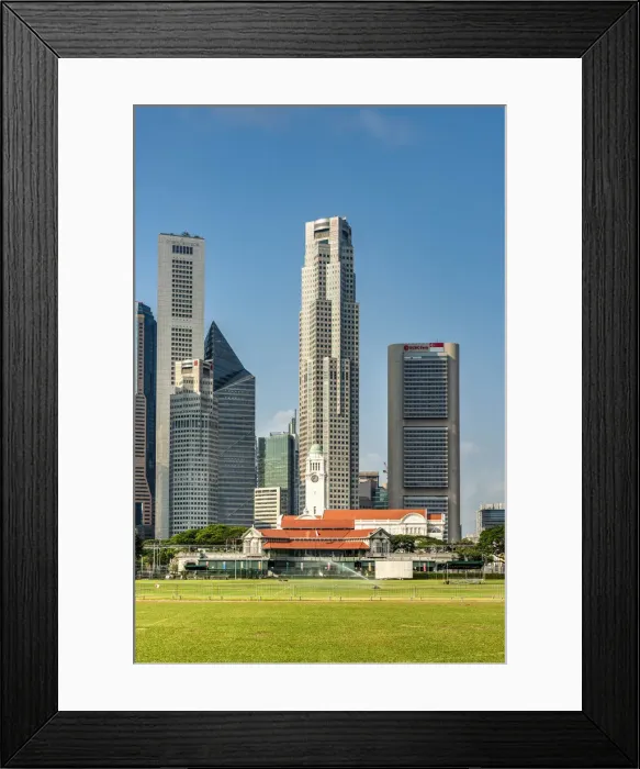 Framed Print : Padang field and financial district skyline, Singapore Framed Print : Padang field and financial district skyline, Singapore