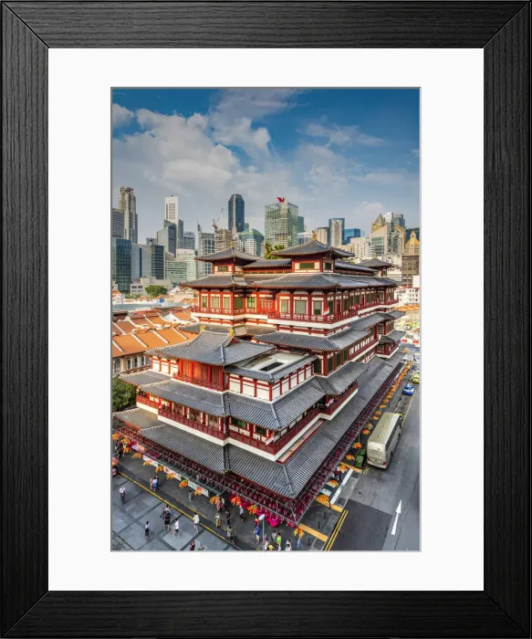Framed Print : Buddha Tooth Relic Temple and city skyline, Singapore Framed Print : Buddha Tooth Relic Temple and city skyline, Singapore