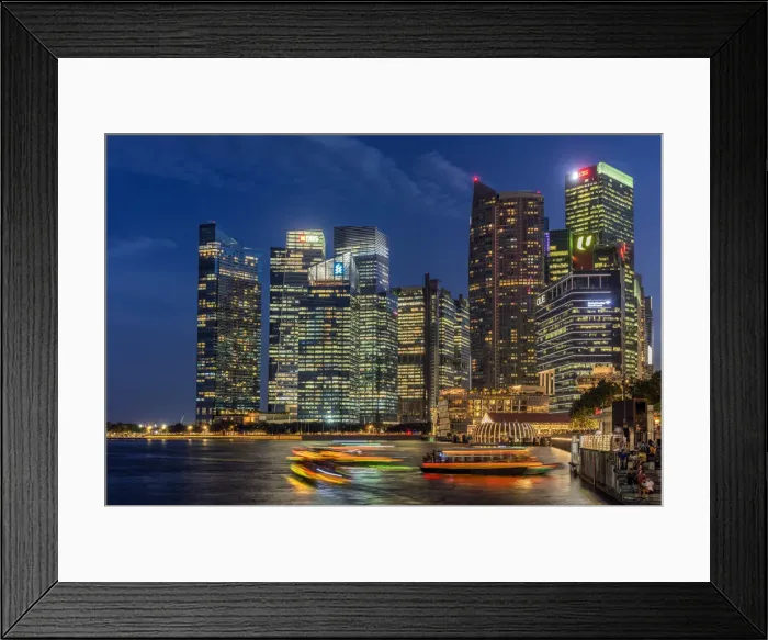 Framed Print : Night skyline, Downtown Core, Singapore Framed Print : Night skyline, Downtown Core, Singapore