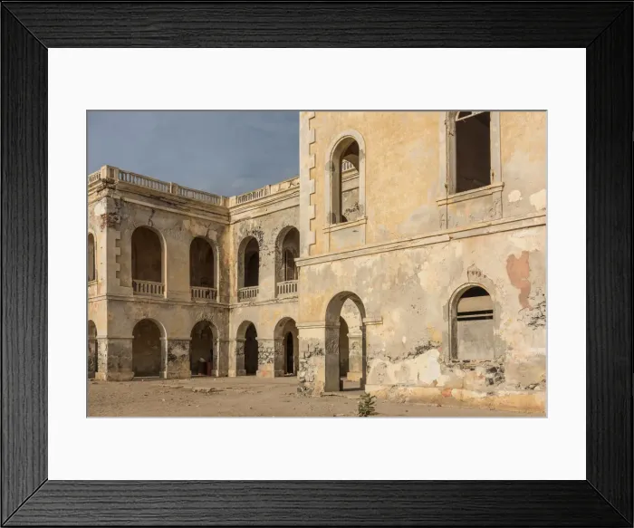 Framed Print : Africa, Senegal, Dakar. The abandoned governors palace of the Island Gora e Framed Print : Africa, Senegal, Dakar. The abandoned governors palace of the Island Gora e