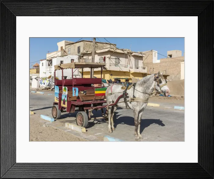 Framed Print : Africa, Senegal, Saint-Louis. A caleche, traditional taxi Framed Print : Africa, Senegal, Saint-Louis. A caleche, traditional taxi