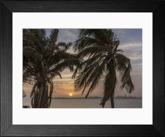 Framed Print : Africa, Senegal, Dakar. sunset on the island Gora e with the skyline of Dakar in Framed Print : Africa, Senegal, Dakar. sunset on the island Gora e with the skyline of Dakar in