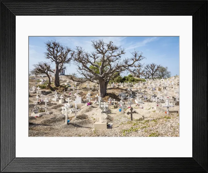 Framed Print : Africa, Senegal, Joal Fadiouth. The cemetery on the island built on sea shells