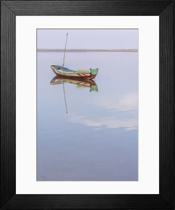 Framed Print : Africa, Senegal, Sine-Saloum-Delta. Fishing boat reflecting in the water Framed Print : Africa, Senegal, Sine-Saloum-Delta. Fishing boat reflecting in the water