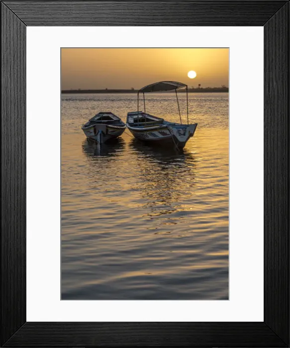 Framed Print : Africa, Senegal, Sine-Saloum-Delta. Fishing boats at sunrise Framed Print : Africa, Senegal, Sine-Saloum-Delta. Fishing boats at sunrise