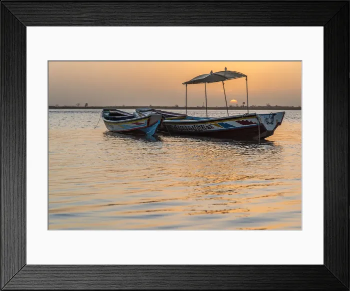 Framed Print : Africa, Senegal, Sine-Saloum-Delta. Fishing boats at sunrise Framed Print : Africa, Senegal, Sine-Saloum-Delta. Fishing boats at sunrise