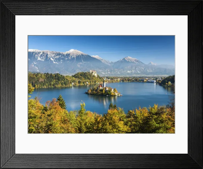 Framed Print : Lake Bled with Assumption of Marys Pilgrimage Church, Slovenia, Europe