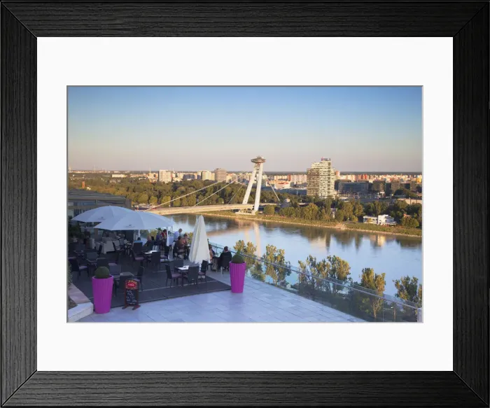Framed Print : View of New Bridge from Parliament Restaurant, Bratislava, Slovakia Framed Print : View of New Bridge from Parliament Restaurant, Bratislava, Slovakia